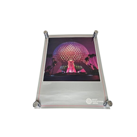 Vintage Epcot Center Spaceship Earth Sphere Poster 24"x18" Disney World - Picture 1 of 10